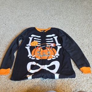 Skeleton Halloween Sweater with Pumpkin Design